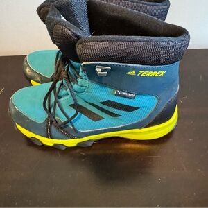 Adidas Terrex Kids' Teal and Neon Yellow Boots